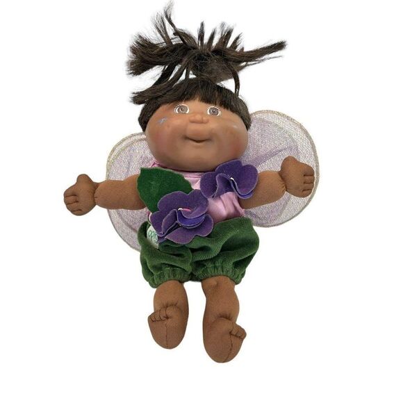 Cabbage Patch Kids Other - Cabbage Patch Black Fairy Doll 1995 Velvet Shorts Purple Violet Flowers Wings